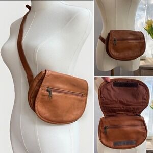 David King Soft Leather Flap Over Pack Crossbody Waist Fanny Belt Bag Travel